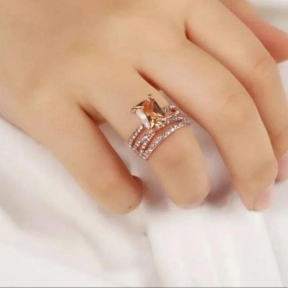 NEW 18K Rose Gold Morganite Eternity Ring, cute Ring, shiny Ring. - Picture 3 of 4